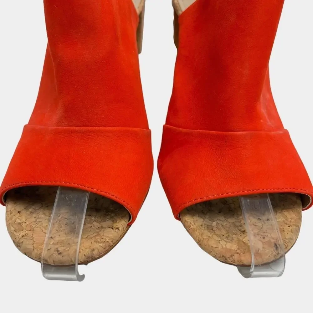 BCBGENERATION BCBG GENERATION Loriah X Bright Orange Red Block Heels Sandals 9.5